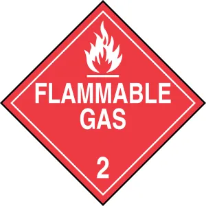 Accuform® 10 3/4" X 10 3/4" White And Red Magnetic Vinyl Placard "FLAMMABLE GAS HAZARD CLASS 2 (With Graphic)"