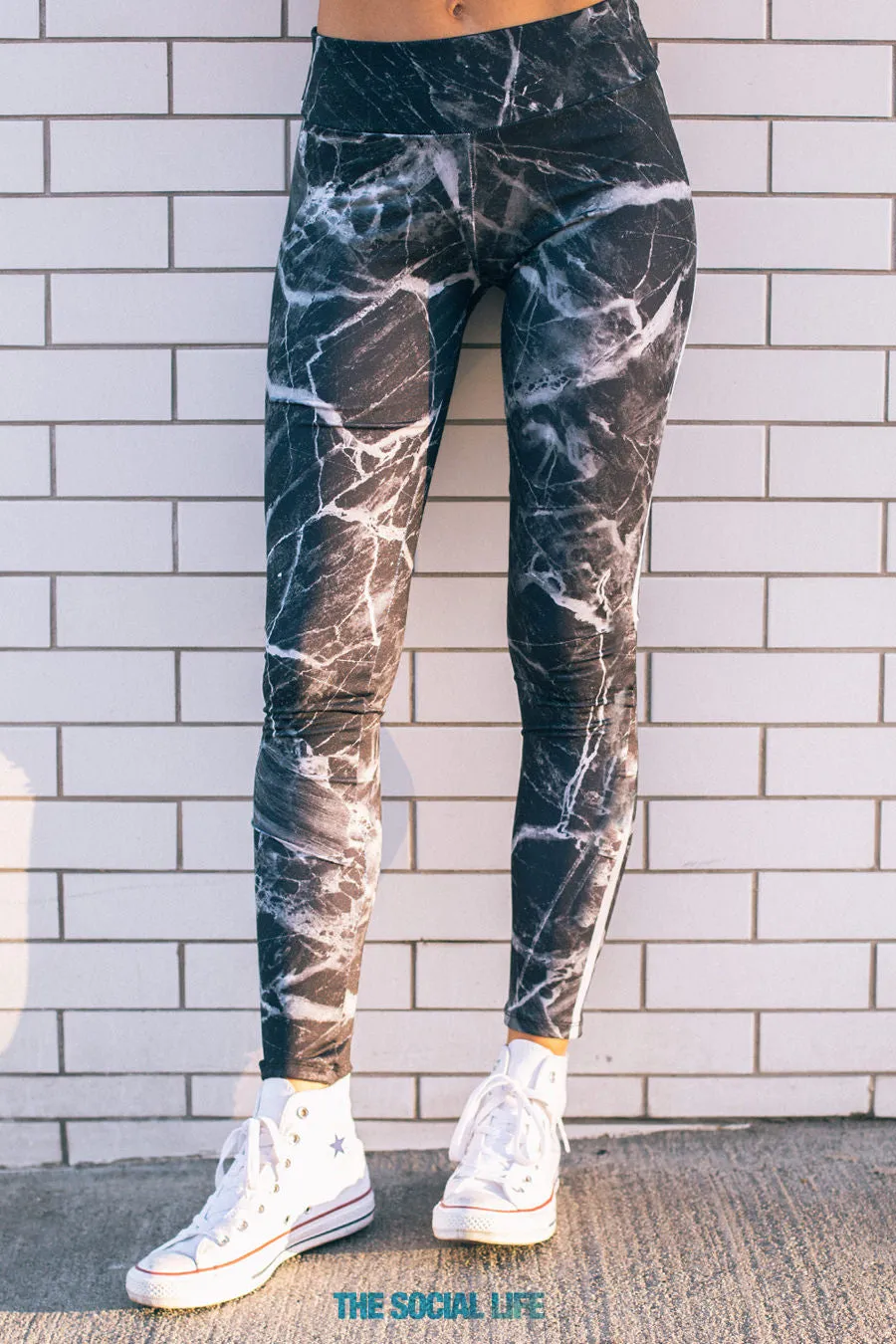 Alpha Chi Omega Black Marble Leggings