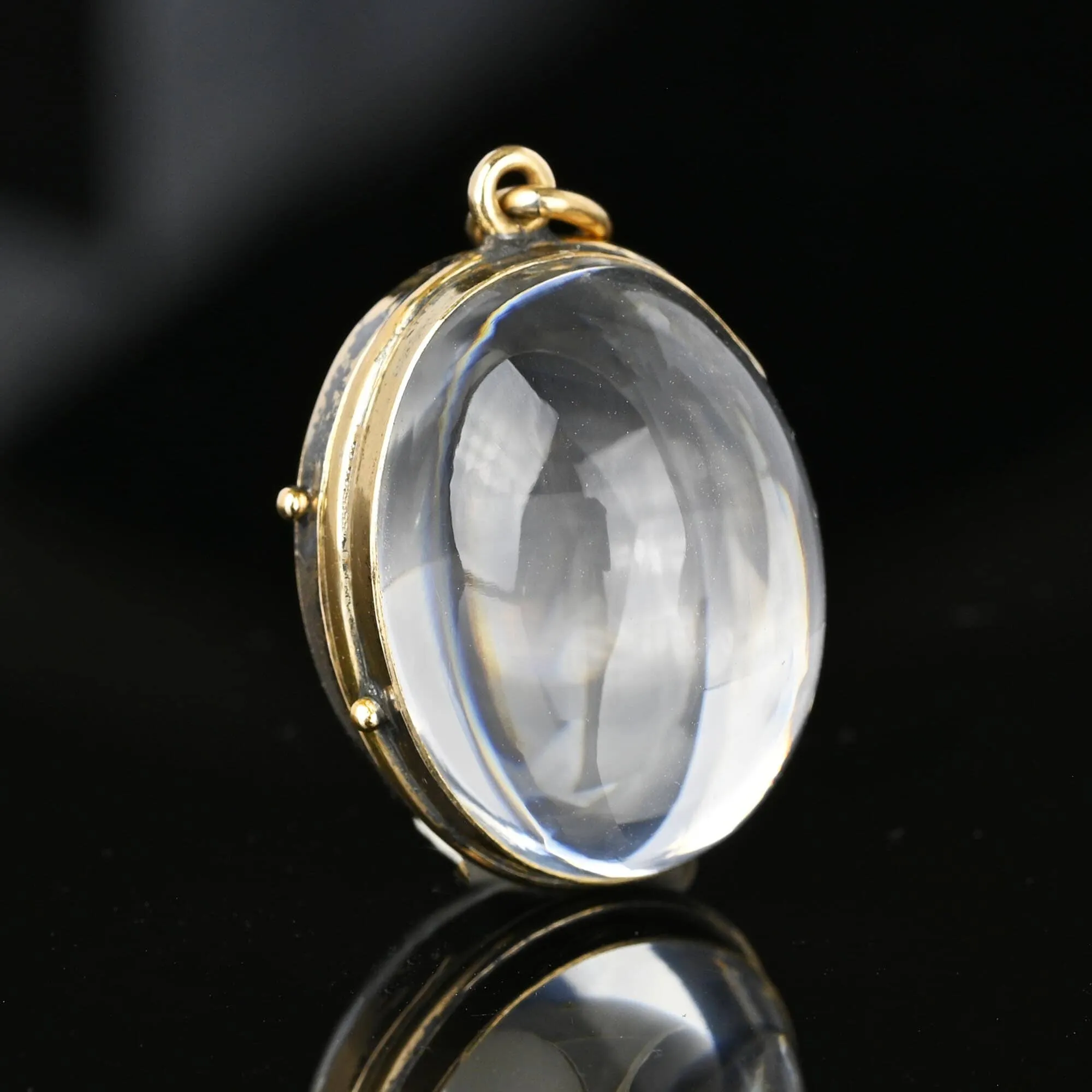 Antique Oval Rock Crystal Pools of Light Locket