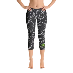 B&W Squiggles Capri Leggings