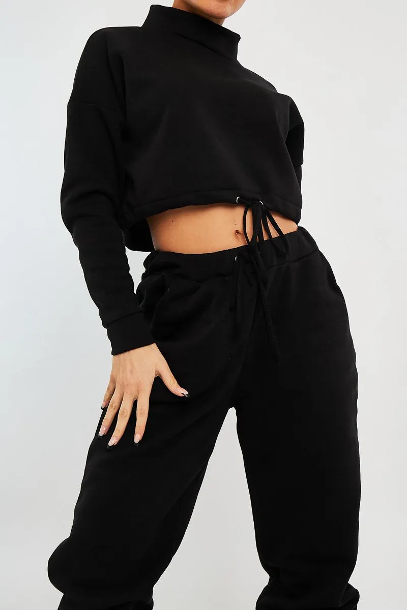 Black Drawstring Waist Jumper and Joggers Co-ord - Kayla