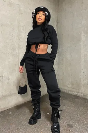 Black Drawstring Waist Jumper and Joggers Co-ord - Kayla