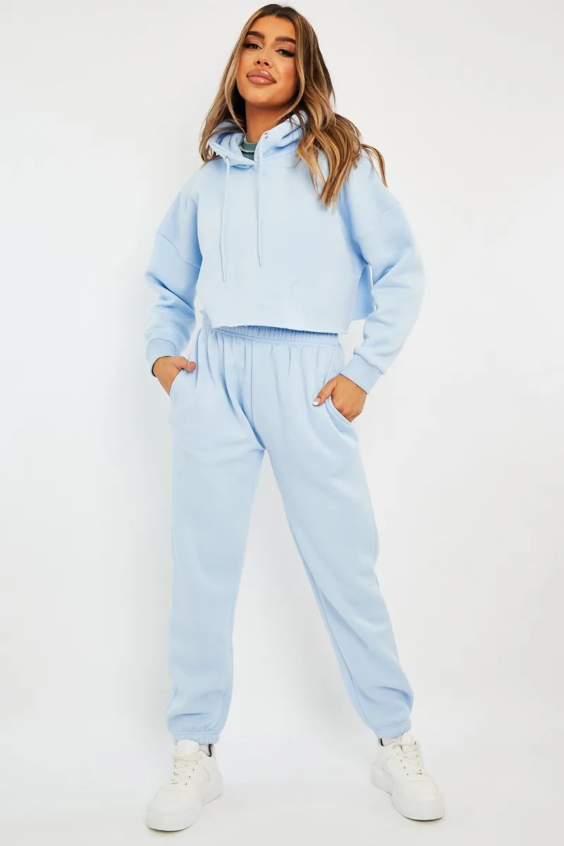 Blue Cropped Oversized Hoodie and Joggers Co-ord - Karenza