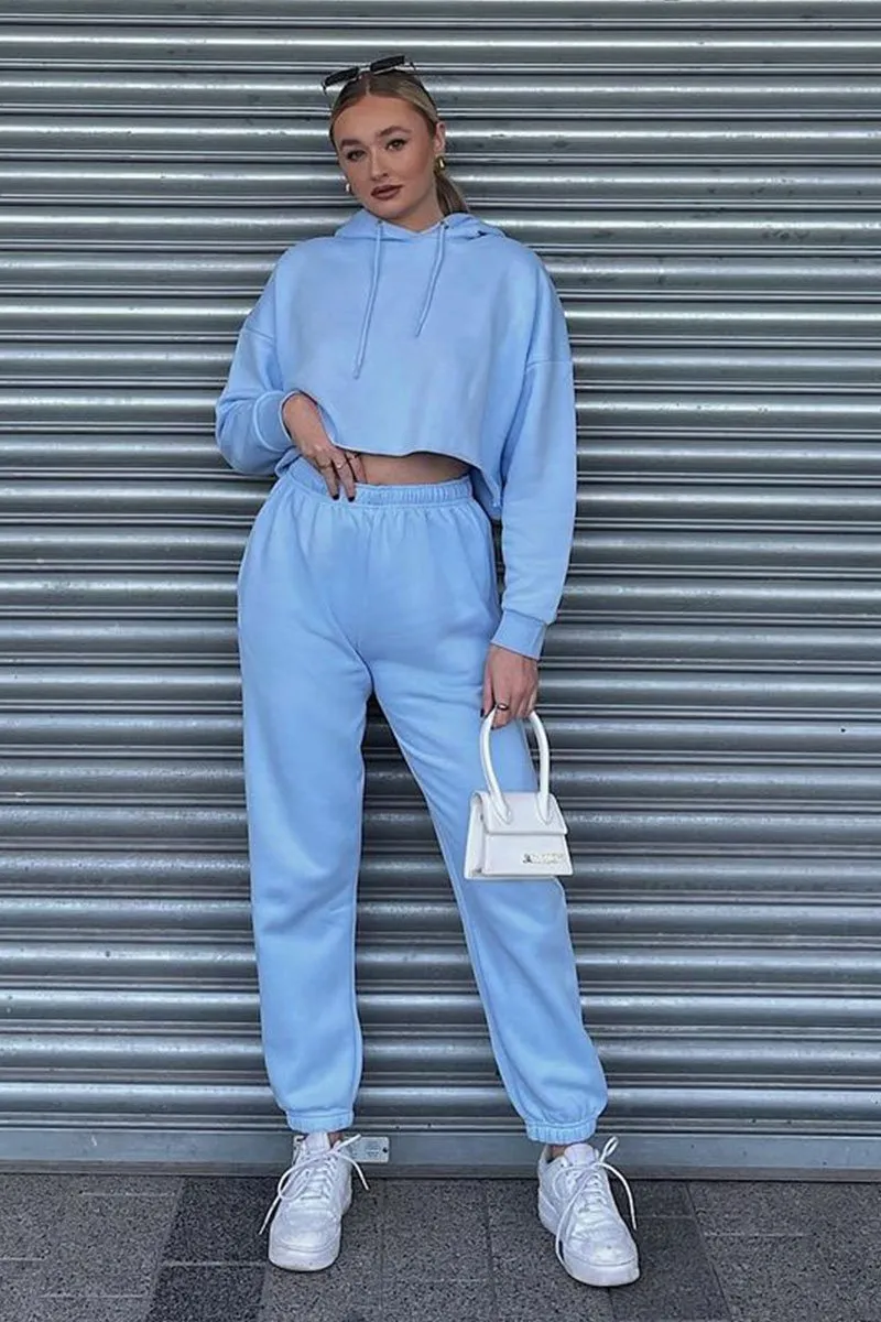 Blue Cropped Oversized Hoodie and Joggers Co-ord - Karenza