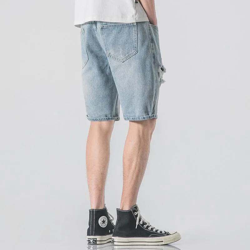 Breathable Ripped Denim Shorts