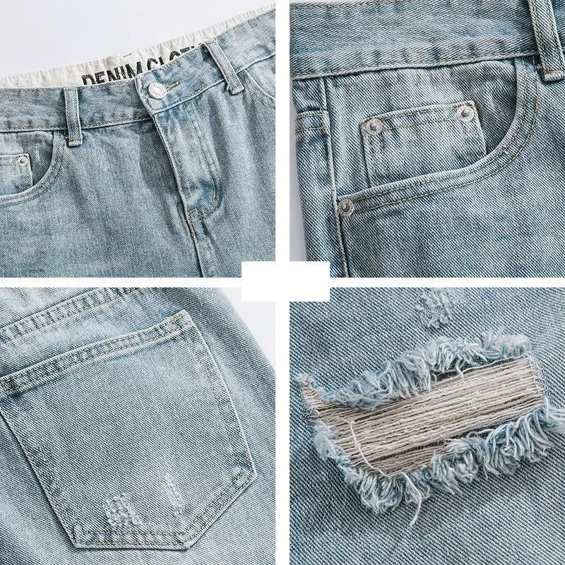 Breathable Ripped Denim Shorts