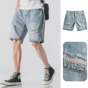 Breathable Ripped Denim Shorts