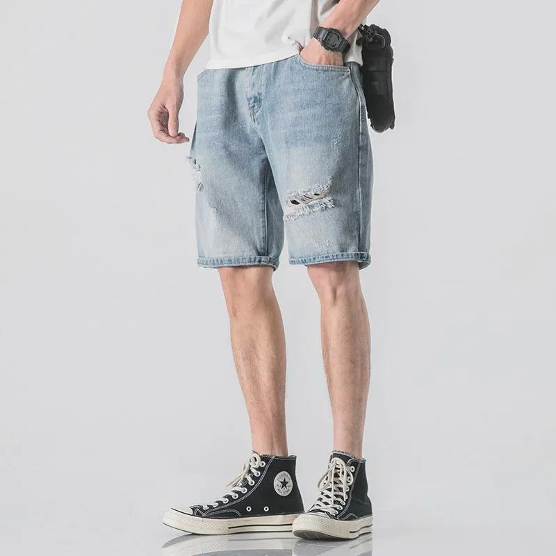 Breathable Ripped Denim Shorts