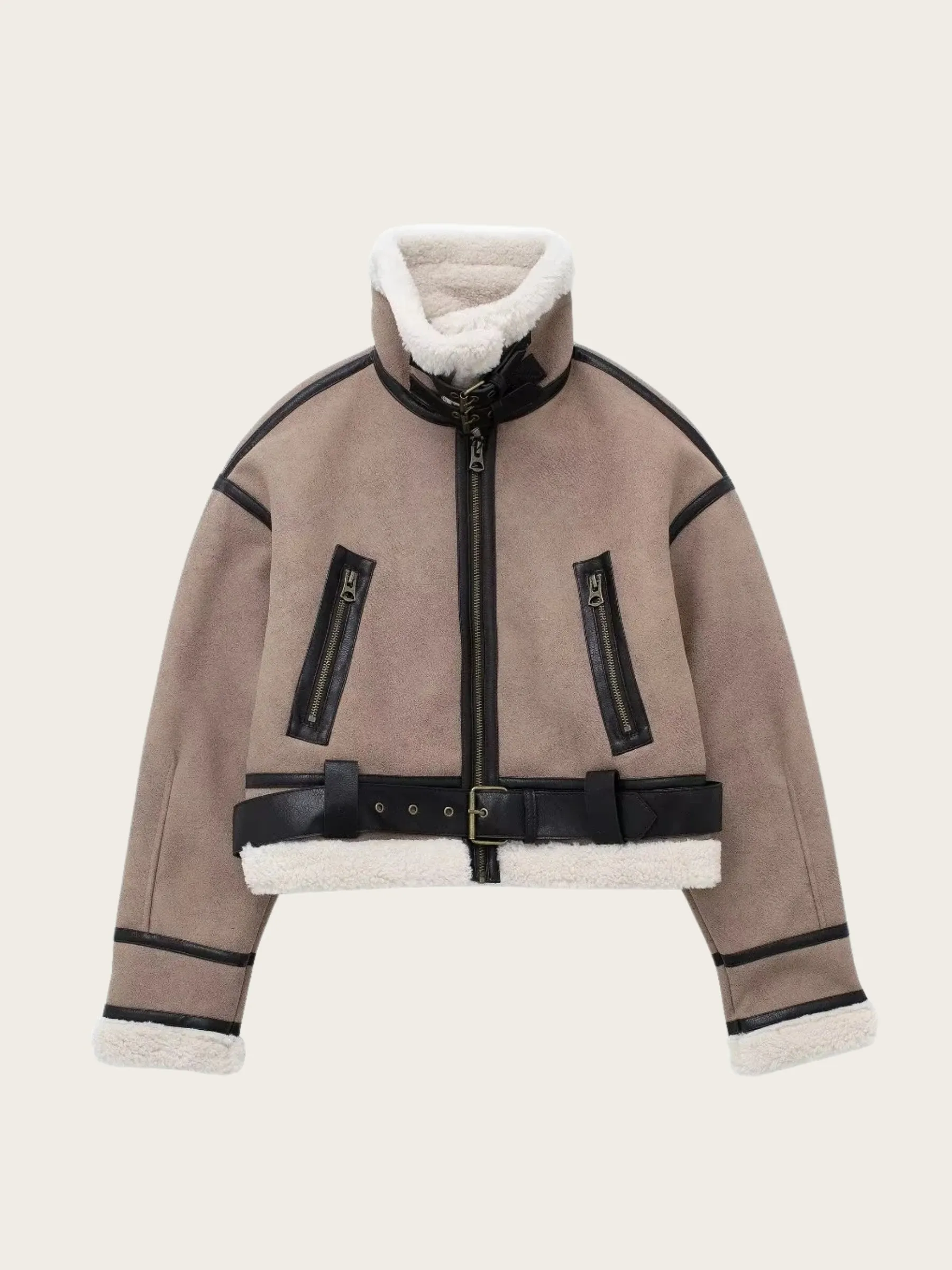 Debbie Sherpa-Lined Aviator Jacket