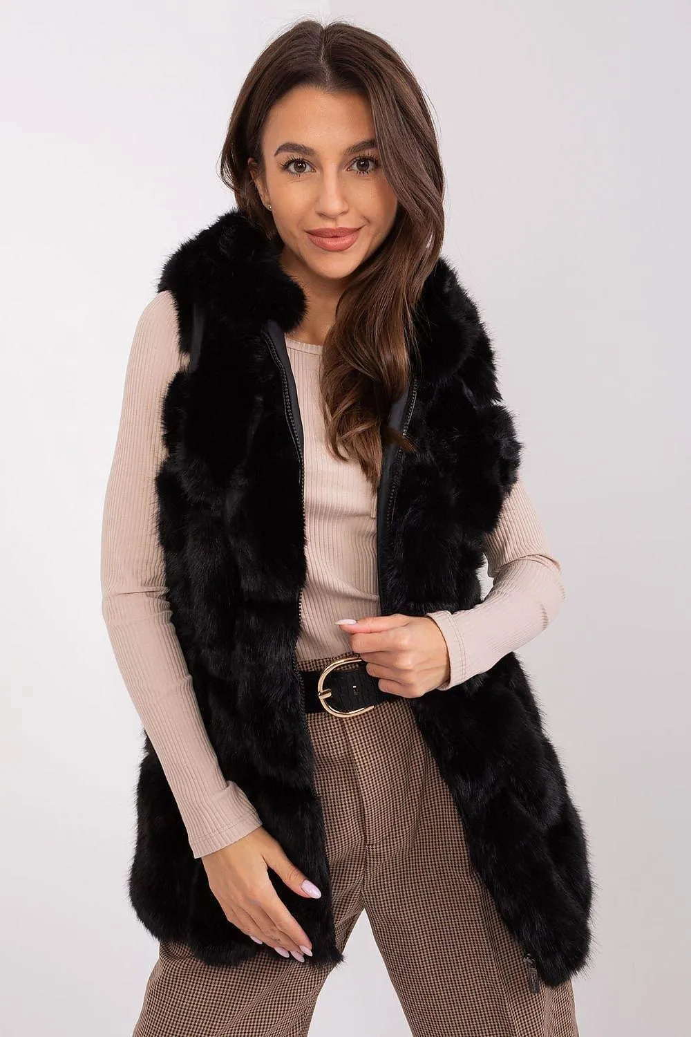 Elegant Hooded Faux Fur Vest for Stylish Warmth