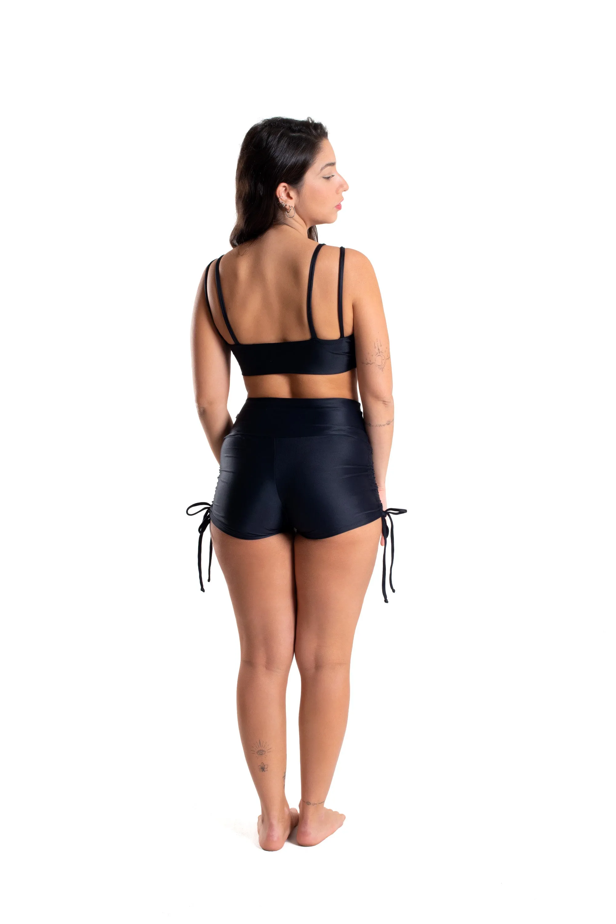 High Waist Side String Shorts, Black, Cool Form Light