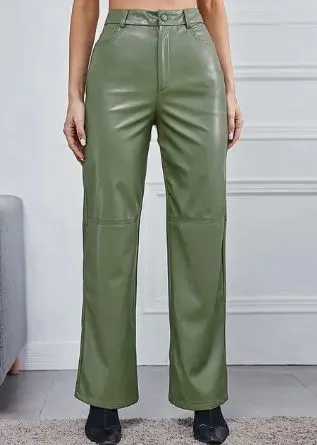 High-waisted Faux Leather Pants