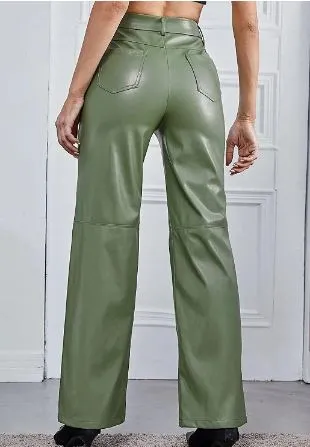 High-waisted Faux Leather Pants