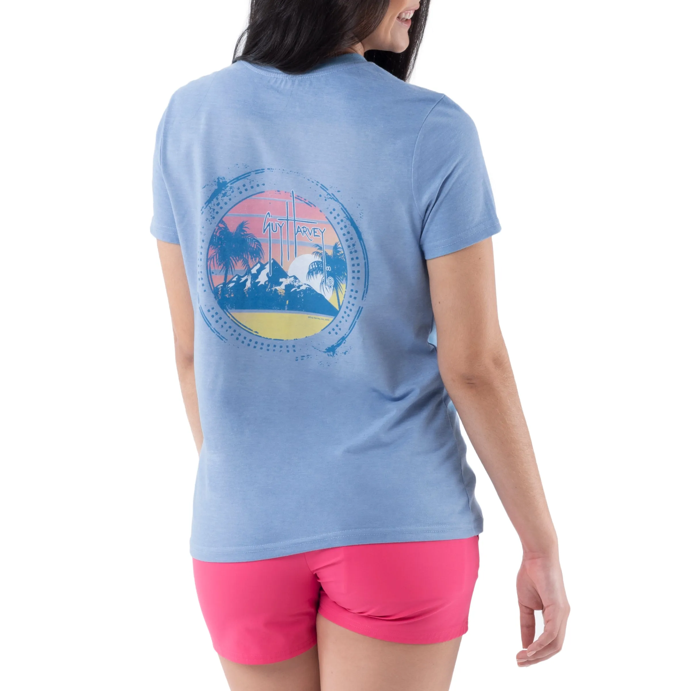 Ladies Tropical Paradise Short Sleeve Crew Neck T-Shirt