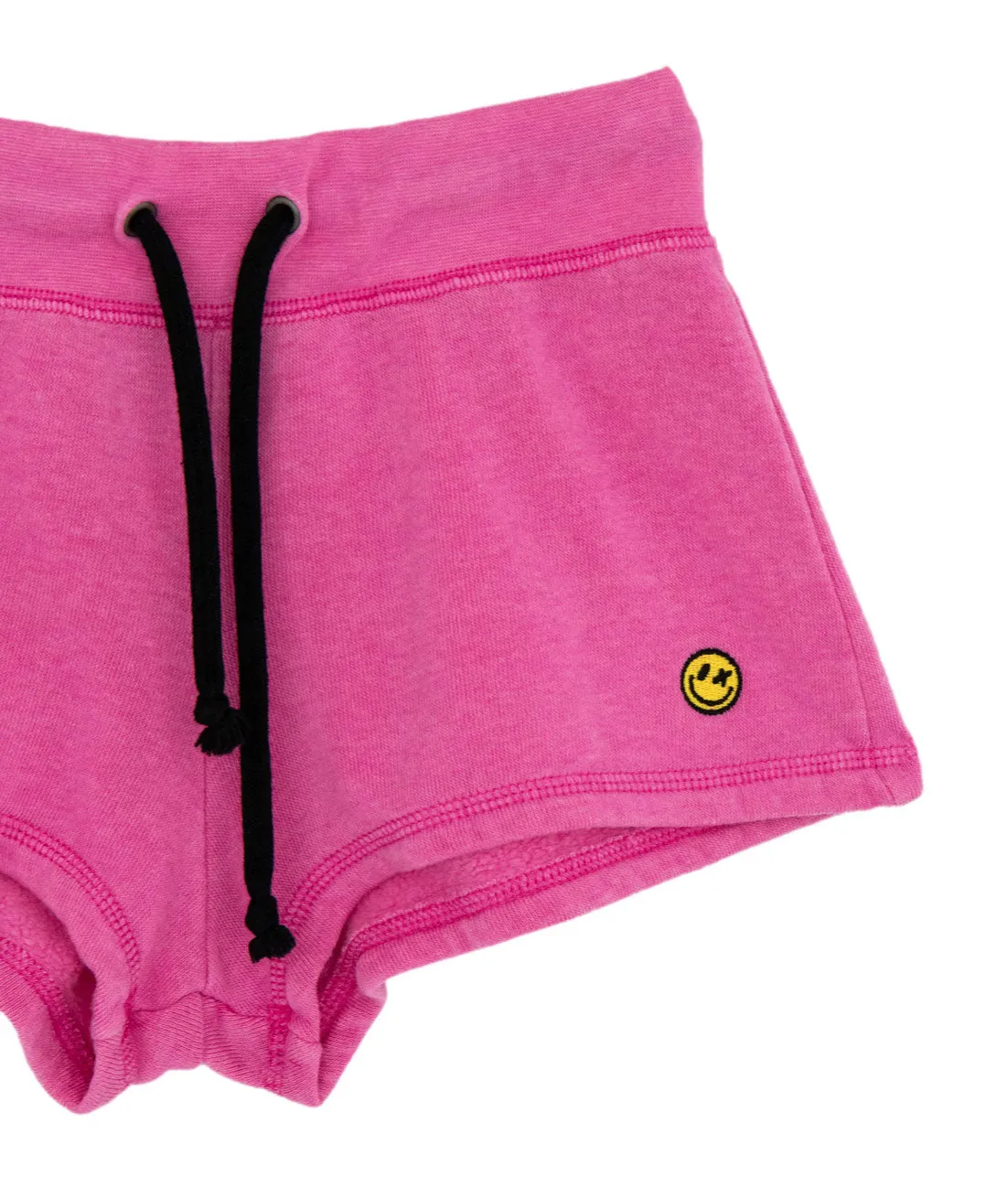 Yellow Smiley Graphic Fleece Shorts for Girls - Love Junkie