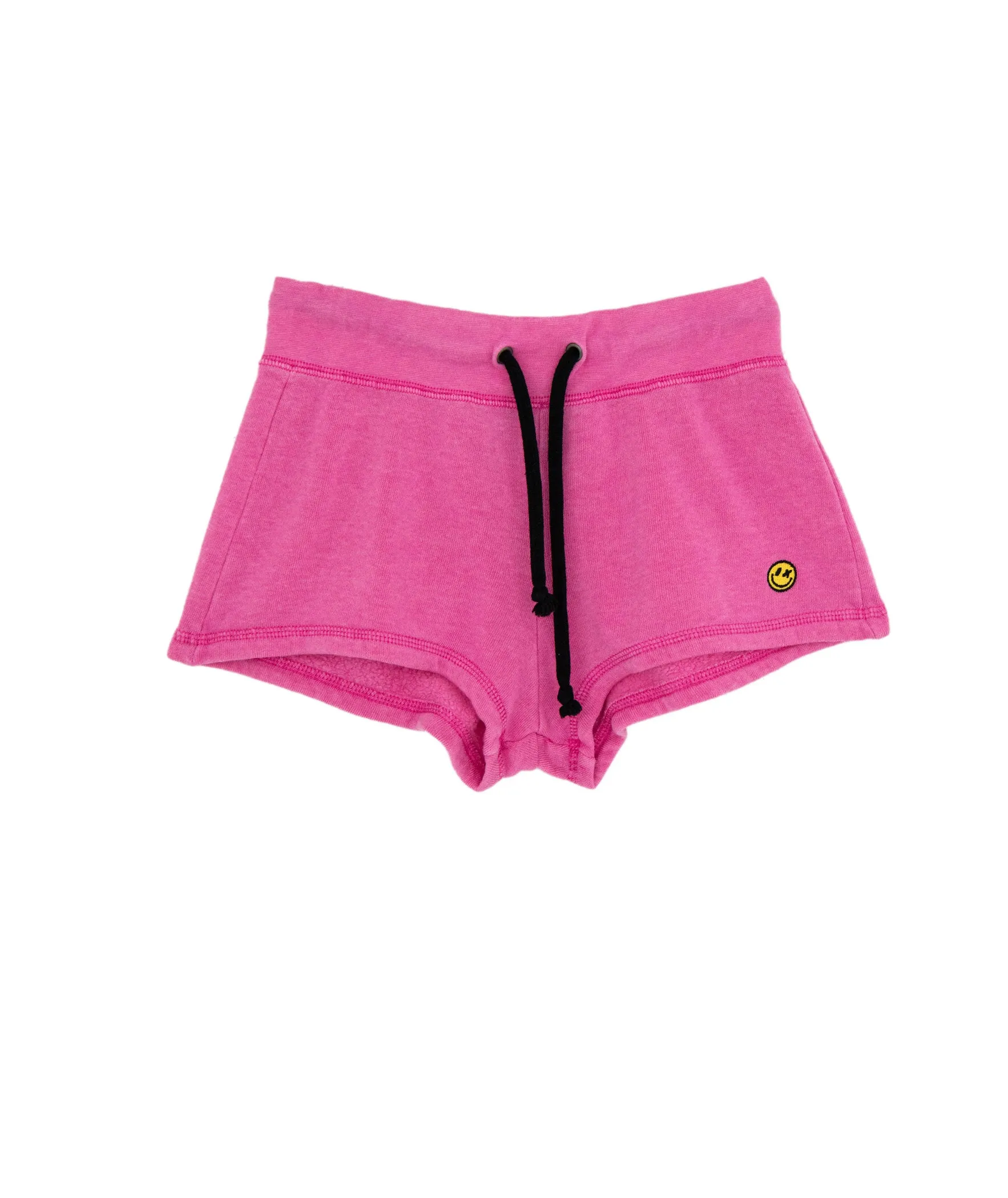 Yellow Smiley Graphic Fleece Shorts for Girls - Love Junkie