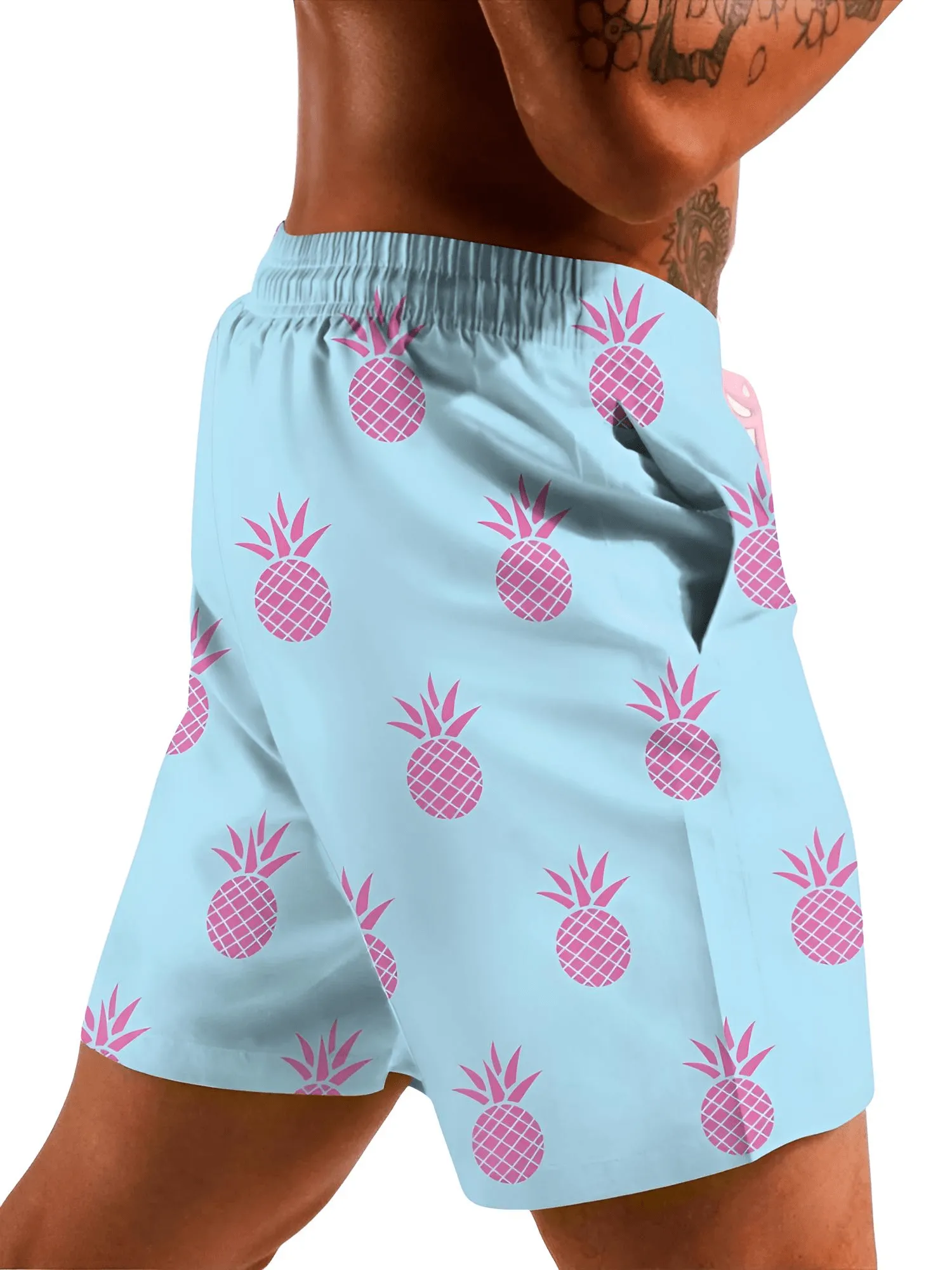 Men's Pineapple Print Shorts - 2-in-1 Shorts For Beach Holiday