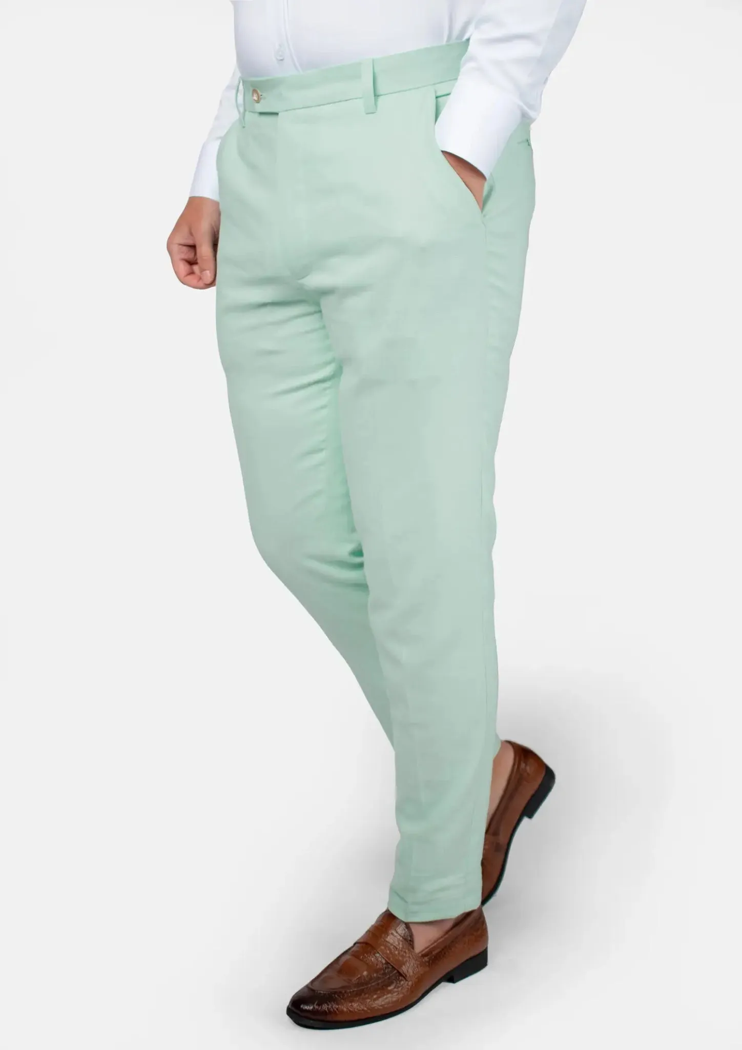 Mint Green Linen Blend Pants