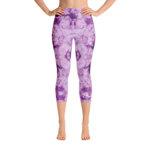 Purple Tie Dye Yoga Capri Leggings