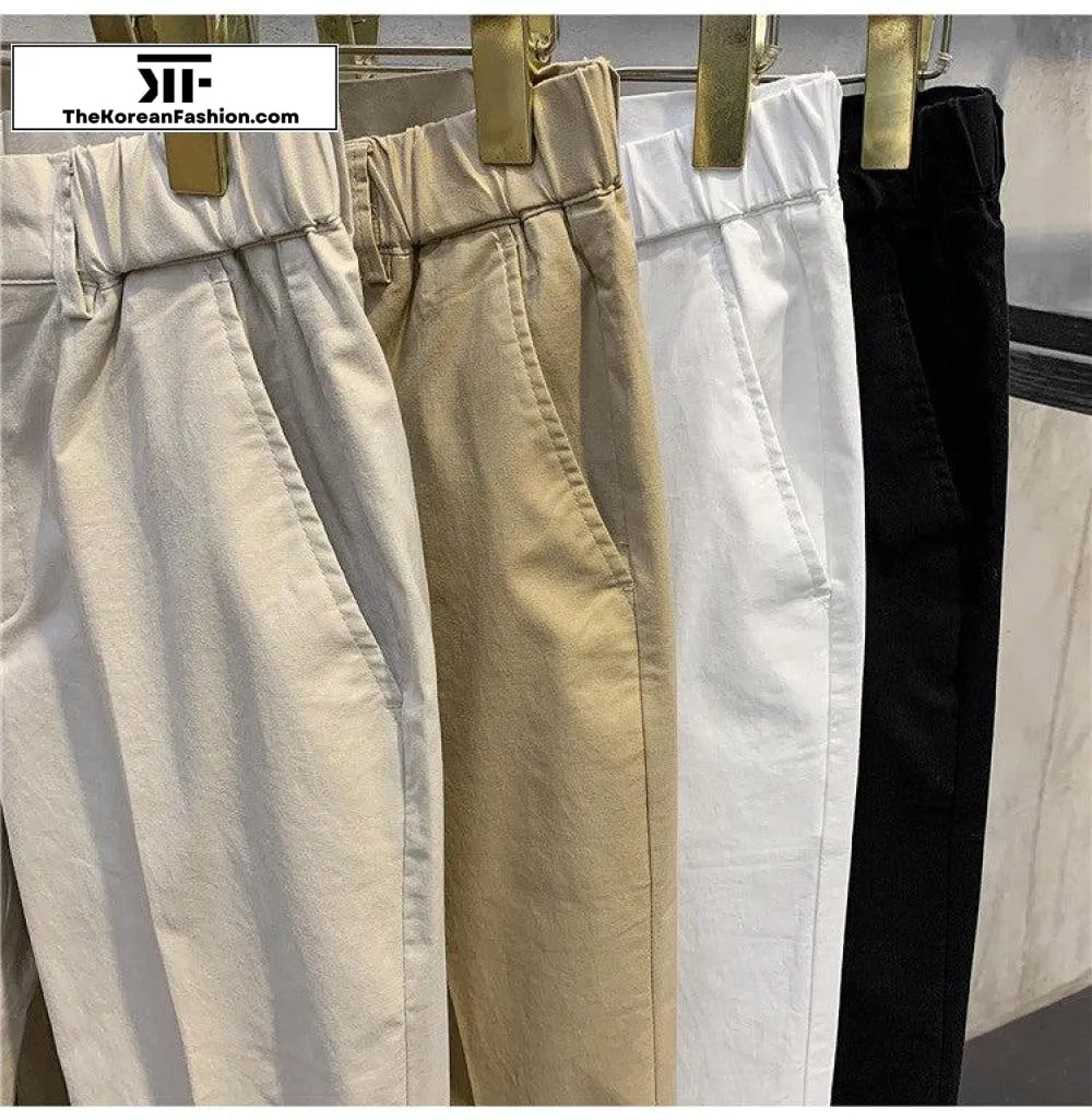 Semi-elastic Waist Cotton Breathable Pants