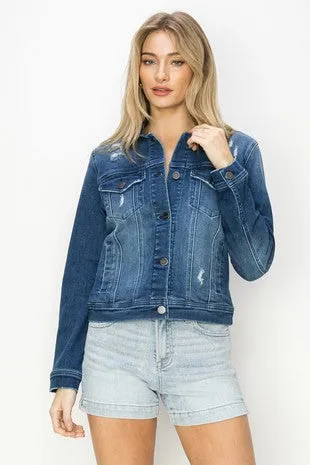 Vintage Washed Dark Denim Jacket