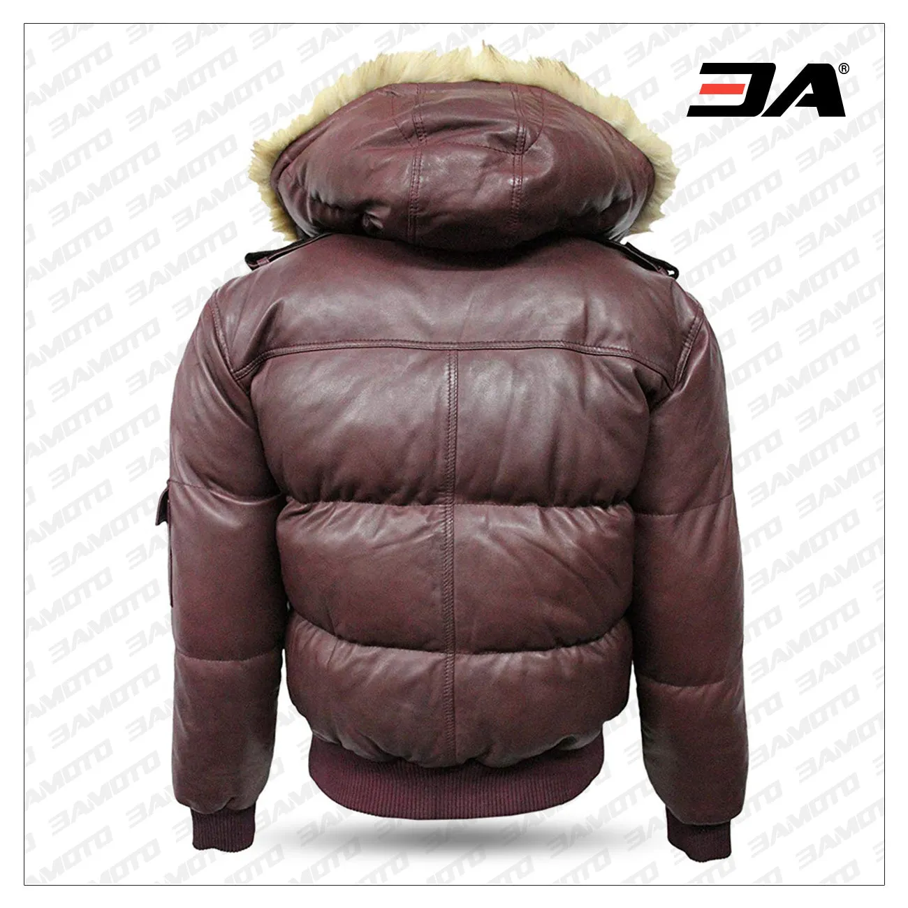 Winter Warm Pilot 6 Puffer Men's Hooded Bomber Real Lambskin Leather Jacket