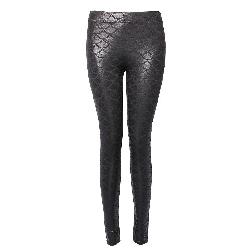 Women's Faux Leather Cropped Ice Silk High Leggings