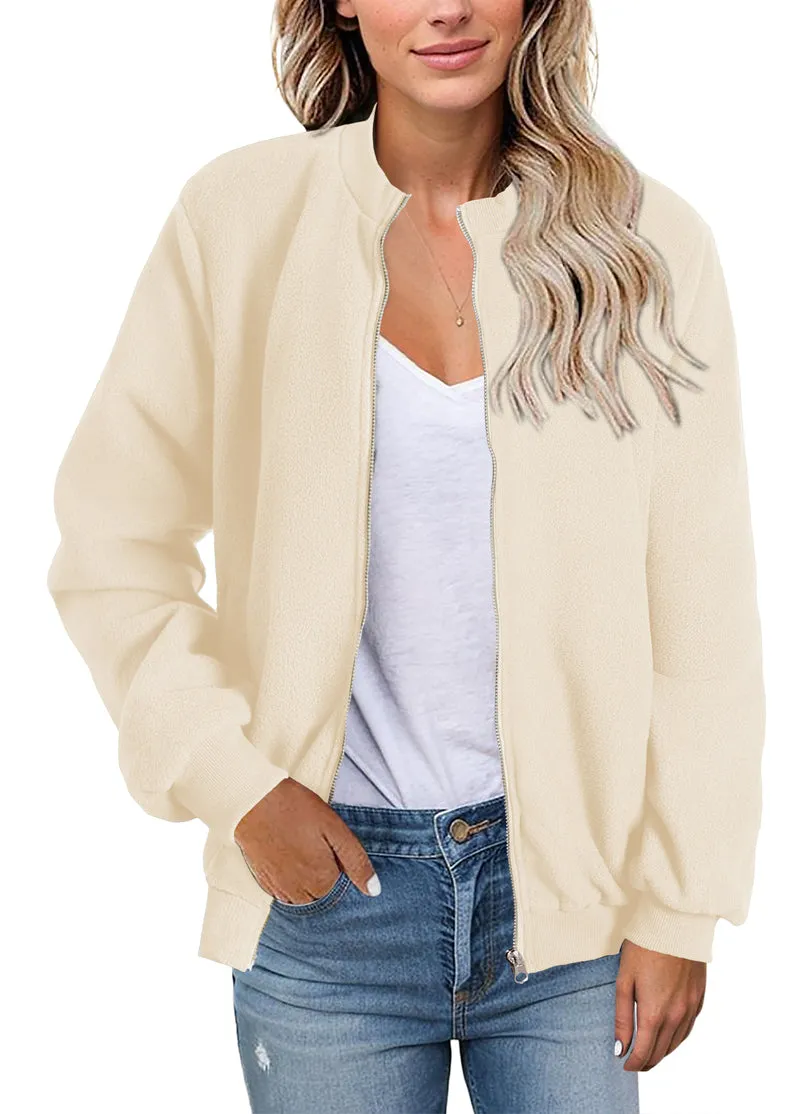 Zeagoo Sherpa Fleece Jacket Faux Fuzzy Casual Zip Up Coat