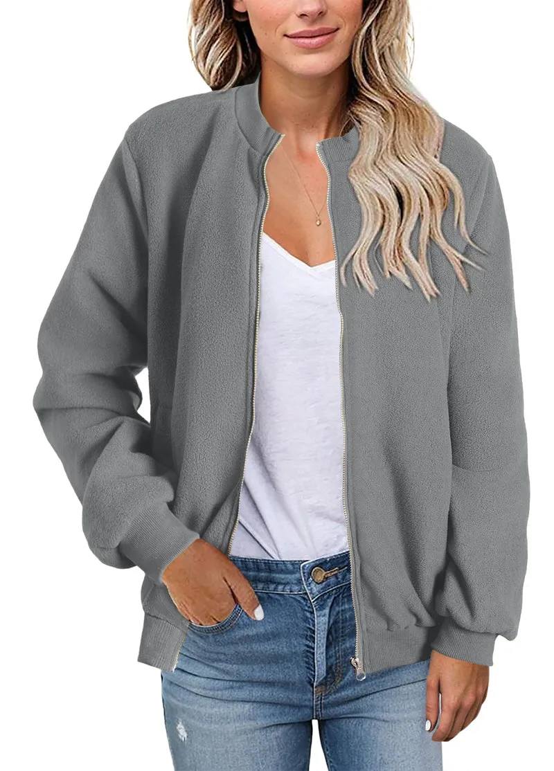 Zeagoo Sherpa Fleece Jacket Faux Fuzzy Casual Zip Up Coat