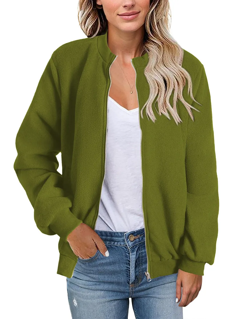 Zeagoo Sherpa Fleece Jacket Faux Fuzzy Casual Zip Up Coat